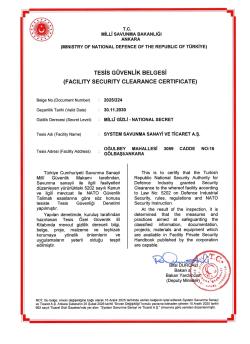 FACILITY SECURITY CERTIFICATE